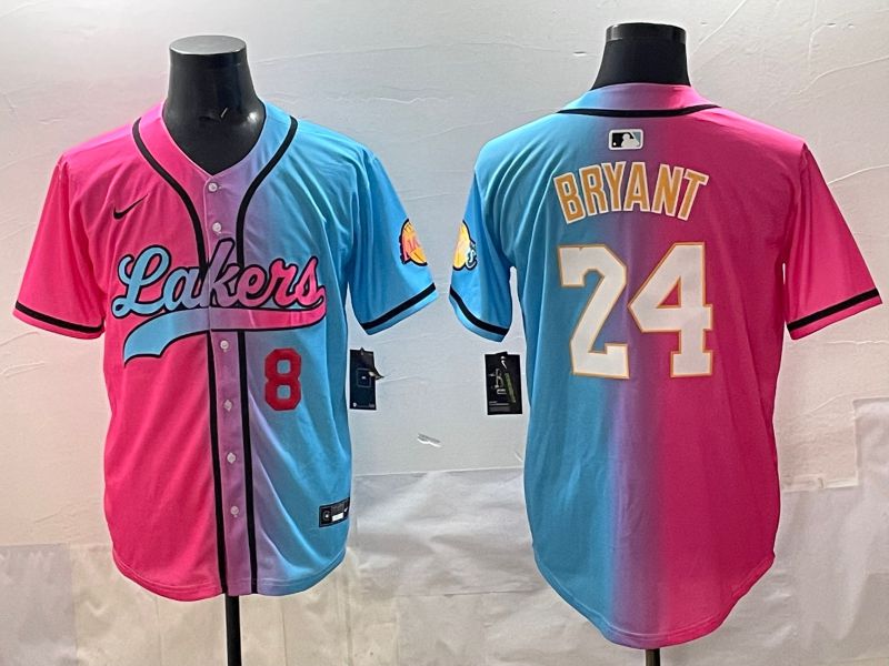 Men 2025 Los Angeles Lakers 24 Bryant Blue pink Nike NBA Jersey style 02